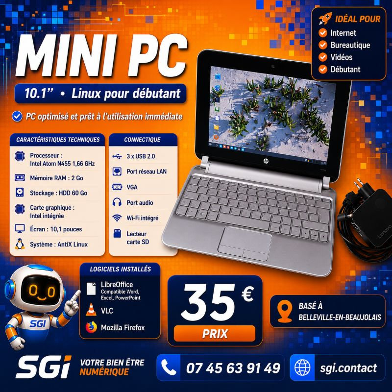 FORMAT MINI – HP Mini 210-2040 – Linux – Débutant