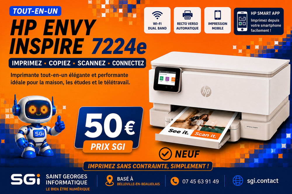 IMPRIMANTE – HP Envy Inspire 7224e – Wi-Fi – Scanner – Couleur - NEUVE
