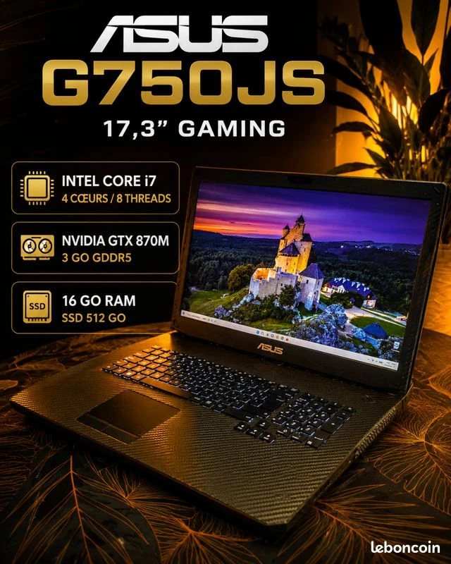 ASUS ROG G750JS 17,3" Full HD – i7 – GTX 870M – 16 Go – SSD 512 Go