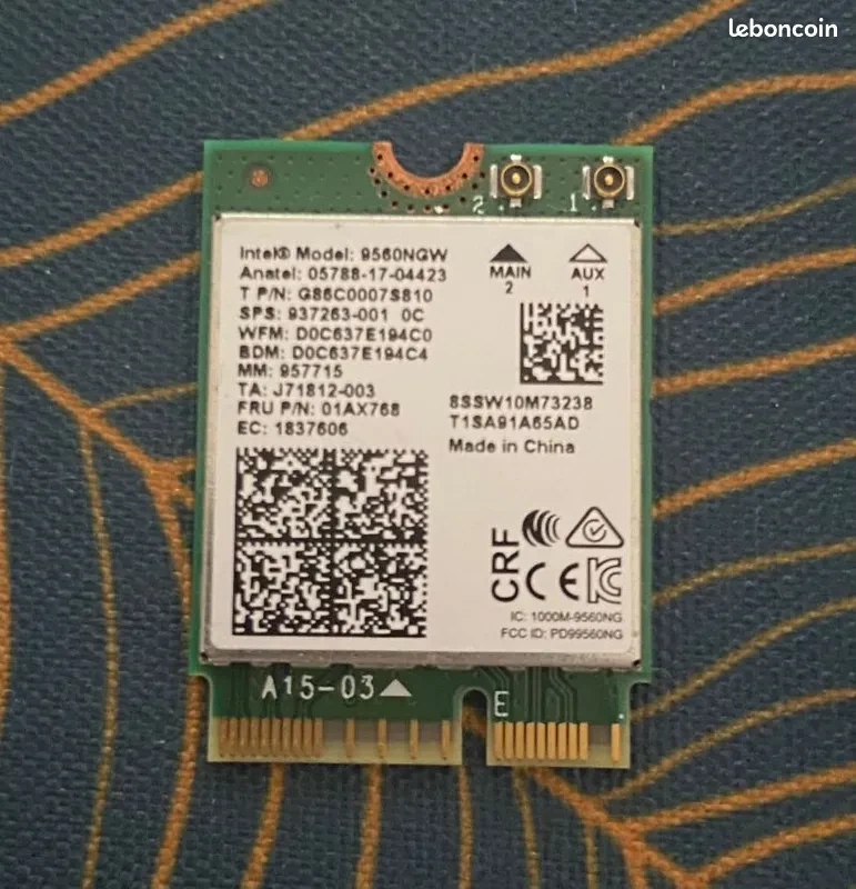 WIFI rapide – Intel Wireless-AC 9560NGW – Bluetooth 5.0 – M.2 2230