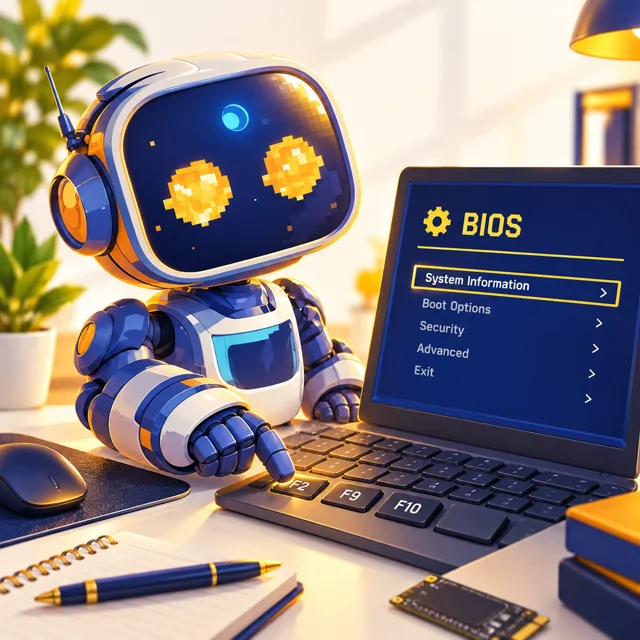 La mascotte SGI configure le BIOS sur un ordinateur portable