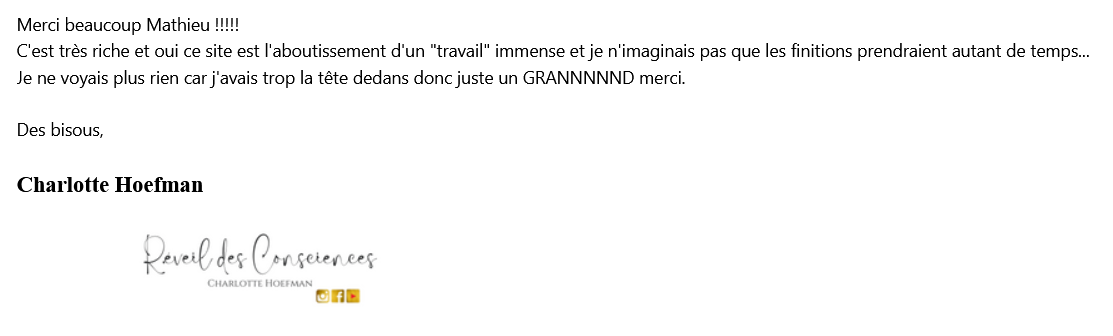 Témoignage de Charlotte Hoefman concernant une création de site par SGI